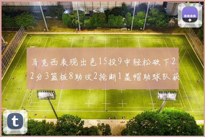马克西表现出色15投9中轻松砍下22分3篮板8助攻2抢断1盖帽助球队获胜